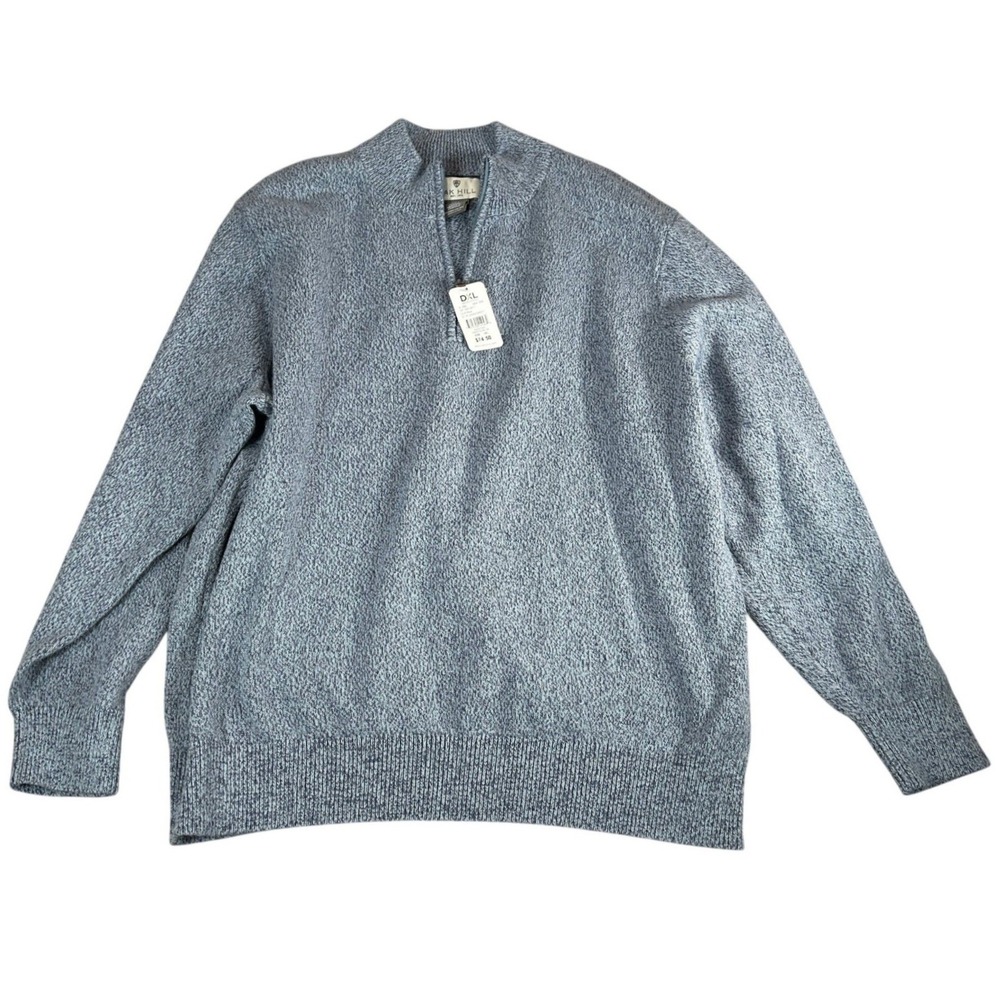 Oak Hill Mens 2XL Blue Marled Quarter Zip Sweater Mock Neck DXL G8659 BLMA NEW